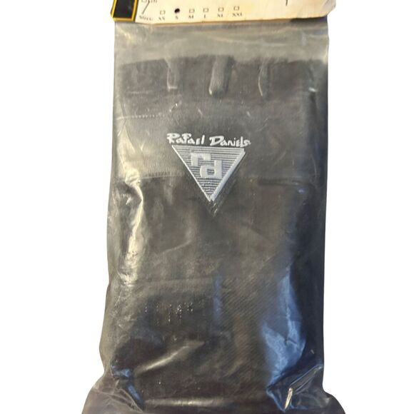 RRI Safety Products Rafael Daniels Fingerless Wrist Wrap Gloves - Black Leather - Picture 1 of 4